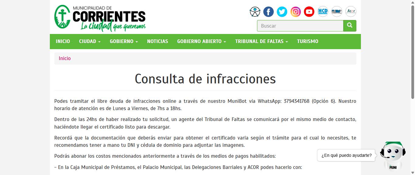 Página oficial para consultar multas de tránsito en Corrientes