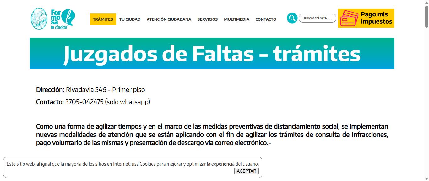 Página oficial para consultar multas de tránsito en Formosa