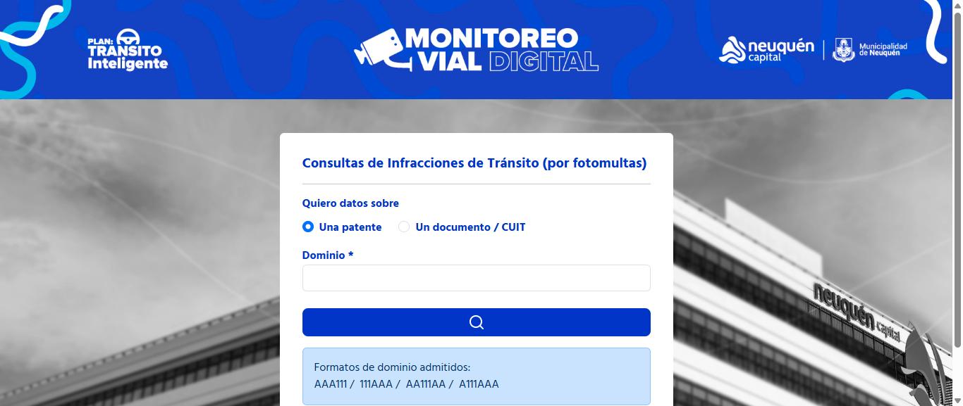 Página oficial para consultar multas de tránsito en Neuquén