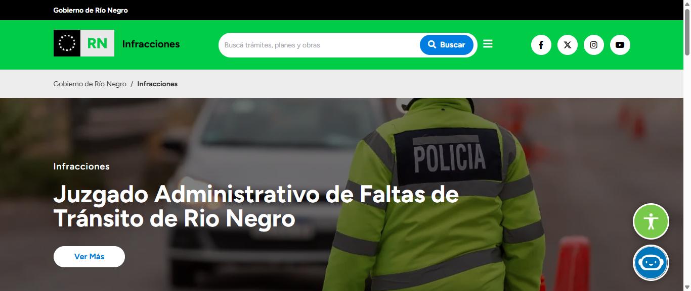 Página oficial para consultar multas de tránsito en Río Negro