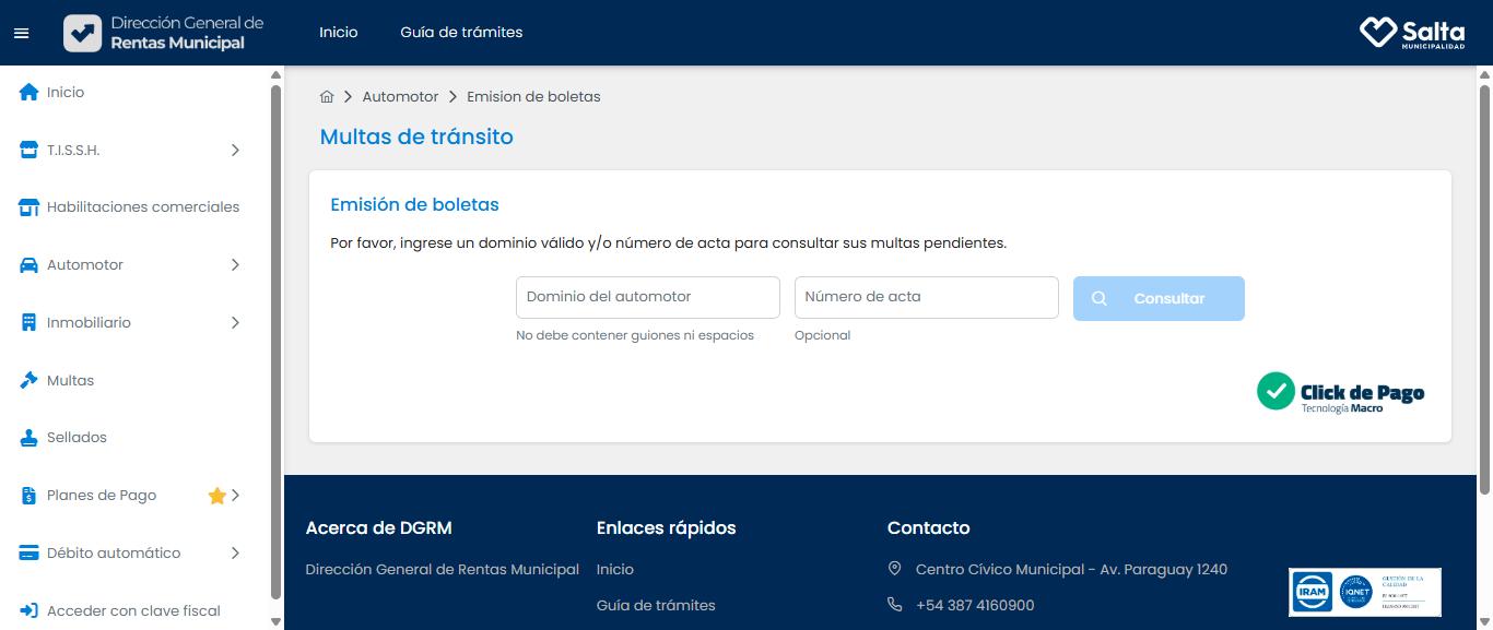 Página oficial para consultar multas de tránsito en Salta